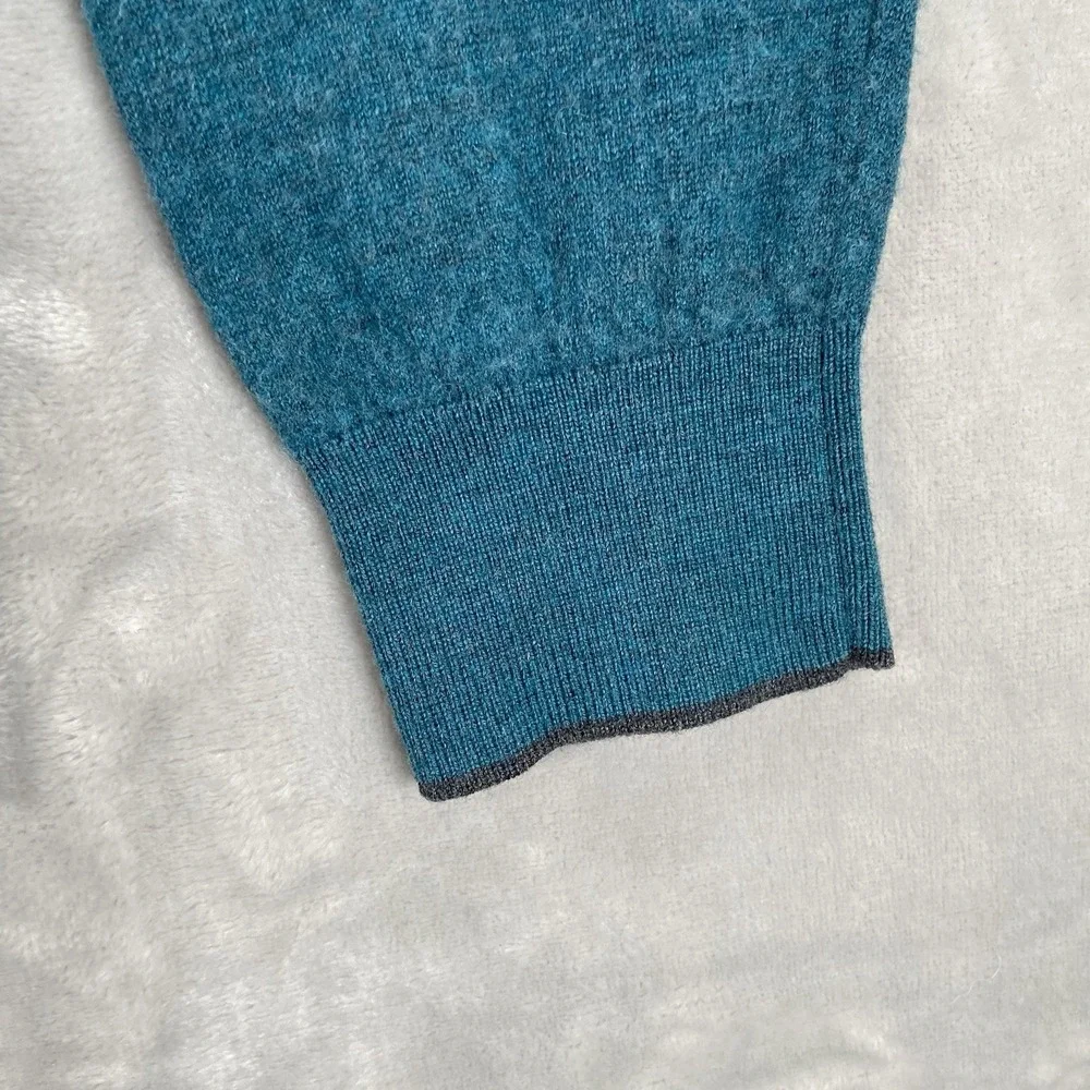 UNTUCKit Sweater Mens XL 100% Merino Wool 1/4 Zip Pullover Blue Mock Neck Casual